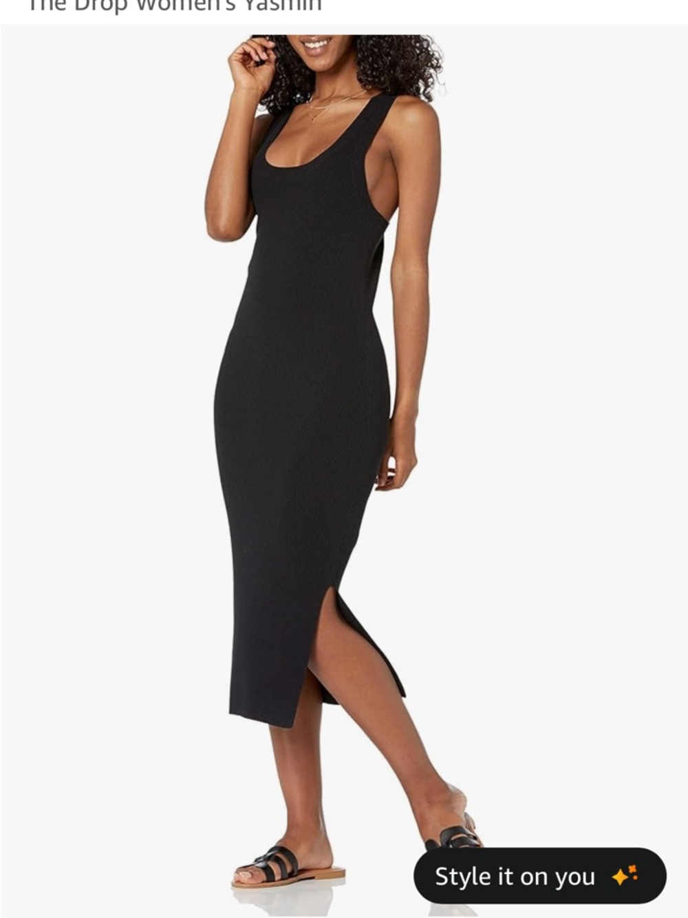 Yasmin Black Ribbed Tank Midi Dress